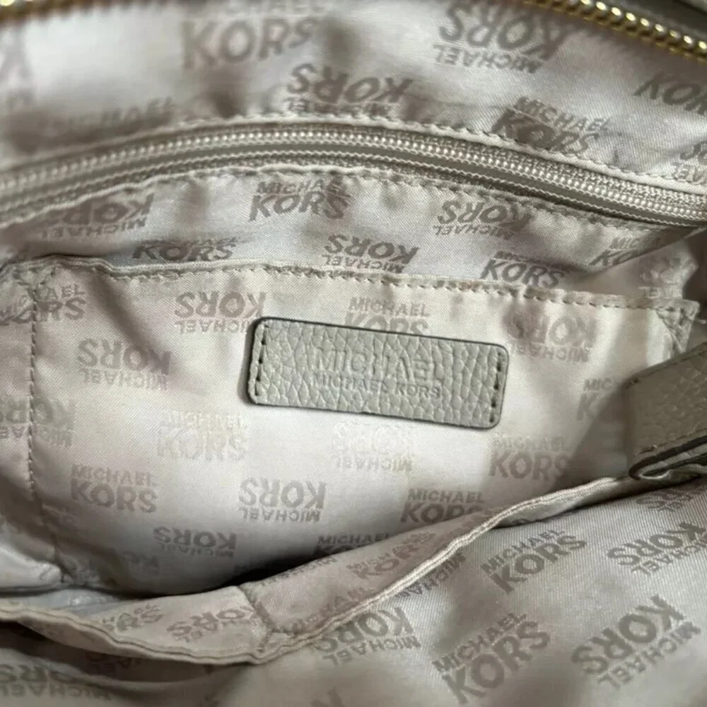 Michael Kors Handbag Tote Taupe Satchel Leather Tote ShoulderBag Purse Crossbody